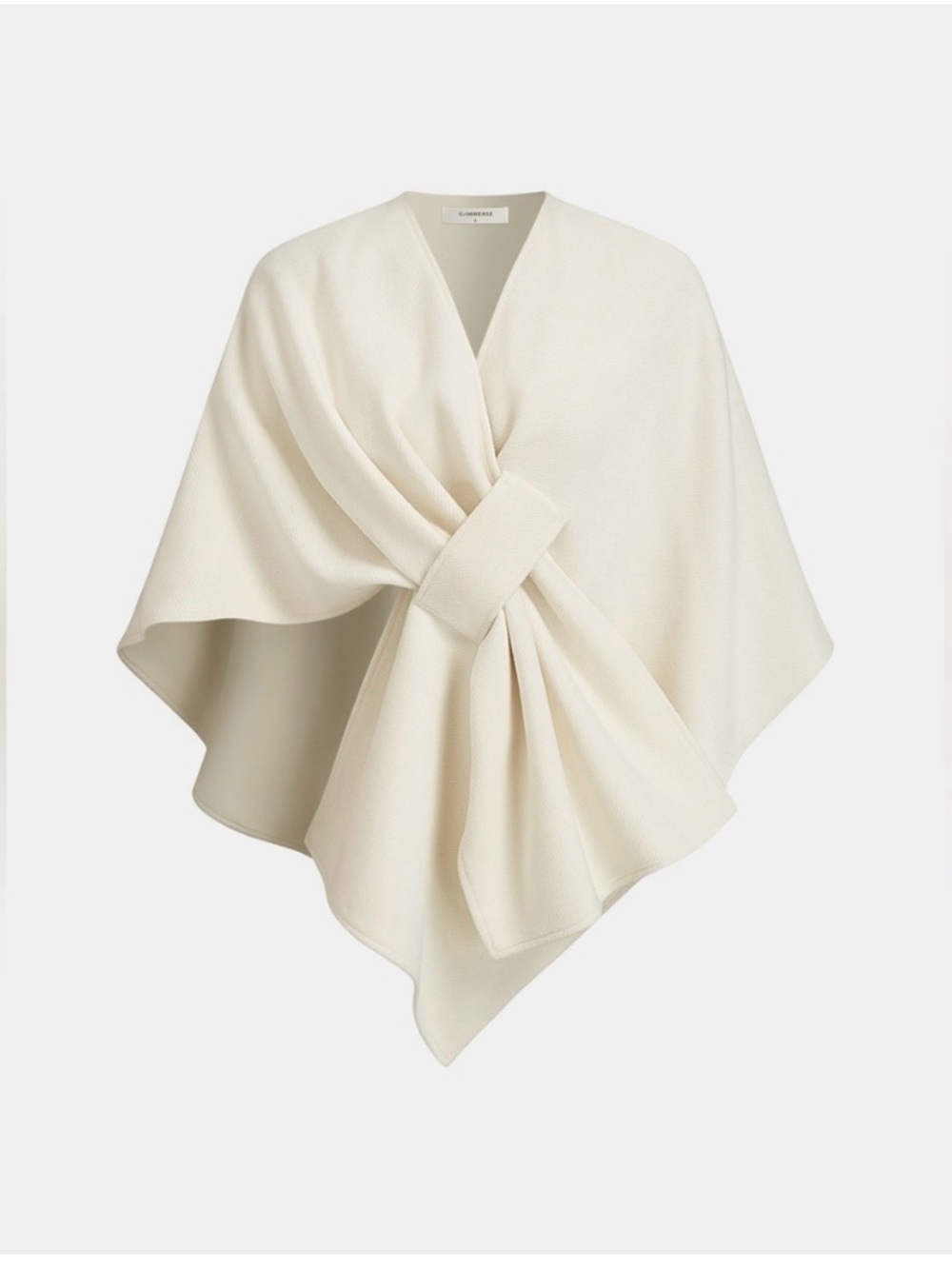 Commense Cream Knot Front Cape Poncho large